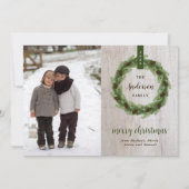 Pine krans 3 foto | Kerstbrief Feestdagenkaart (Voorkant)