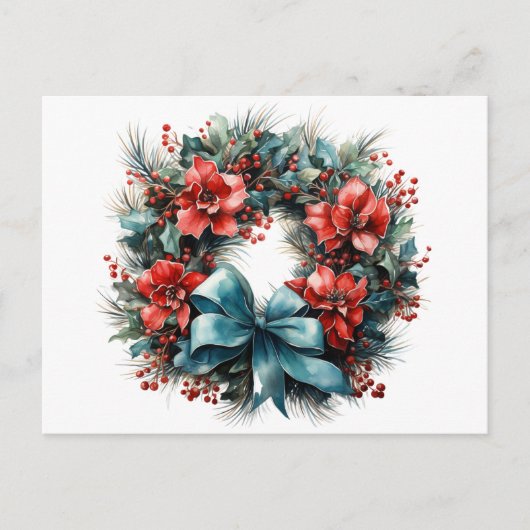 Pine krans met Holly Christmas Briefkaart (Voorkant)