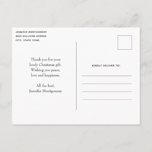 Pine krans met Holly Kerstmis Dank U Briefkaart (Achterkant)