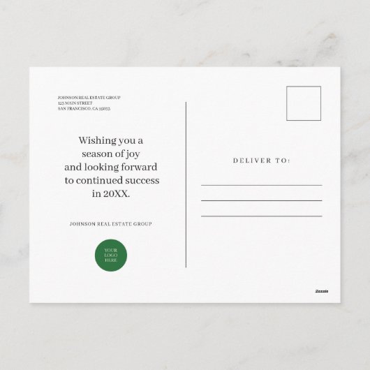 Pine krans op hout | Groeten van het seizoen Feestdagenkaart (Achterkant)