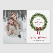 Pine krans Vrolijk Kerstmis Magnetische Fotokaart (Voorkant)