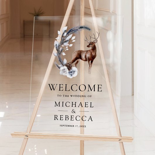 Pine Leaves Forest Deer Wedding Welcome