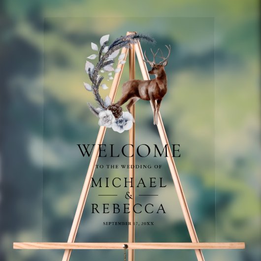 Pine Leaves Forest Deer Wedding Welcome (Neutre)