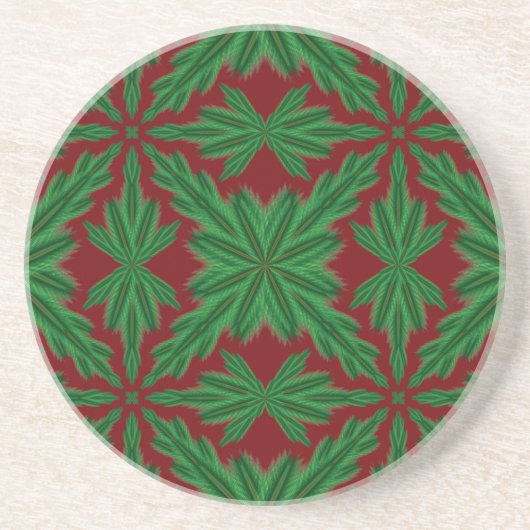 Pine Mandala Garnet Dessous de verre en grès (Devant)