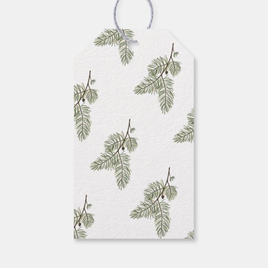 Pine Merry Christmas Minimalistisch groen geblader Cadeaulabel (Achterkant)