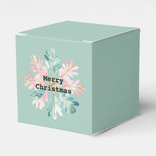 Pine Mint Snowflake Vrolijk Kerstfeest Bedankdoosjes (Voorkant Zijde)