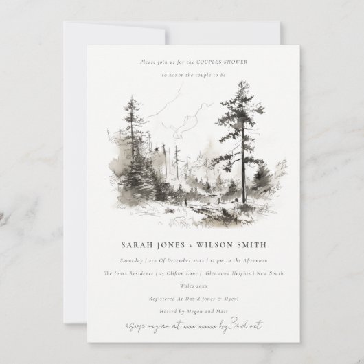 Pine Mountain Landschap Schets Koppels Douche Kaart (Voorkant)