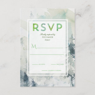 Pine Mountain Waterverf Rustic Forest Green RSVP Informatiekaartje