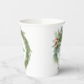 Pine naalden rode bessen krans bruiloft papieren bekers (Links)