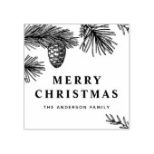 Pine Needles en Pine Cones Botanische Vakantie Rubberstempel (Afrduk)