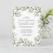 Pine Needles Moderne Mariage d'hiver Invitation (Debout devant)