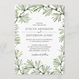 Pine Needles Moderne Mariage d'hiver Invitation