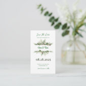 Pine Needles Red Berry Christmas Bewaar de datum Informatiekaartje (Staand voorkant)
