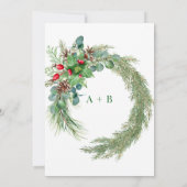 Pine Needles Red Berry Wedding Shower Kaart (Achterkant)