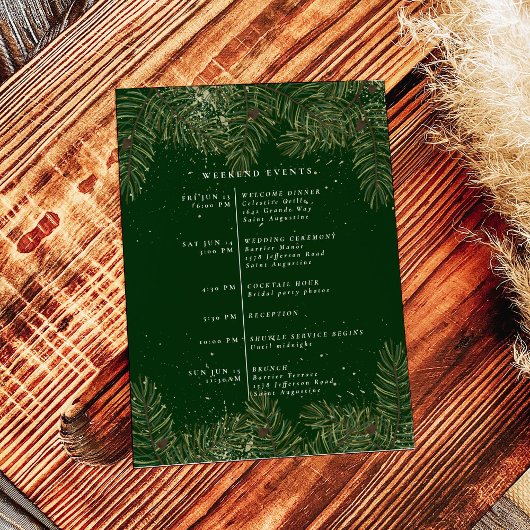 Pine & Or Noël Foliage Programme de mariage