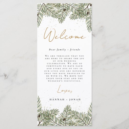 Pine & Or Noël Foliage Programme de mariage (Devant)