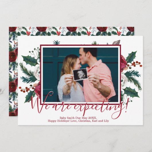 Pine Photo Cartes Faire-part de grossesse de Noël (Devant / Derrière)