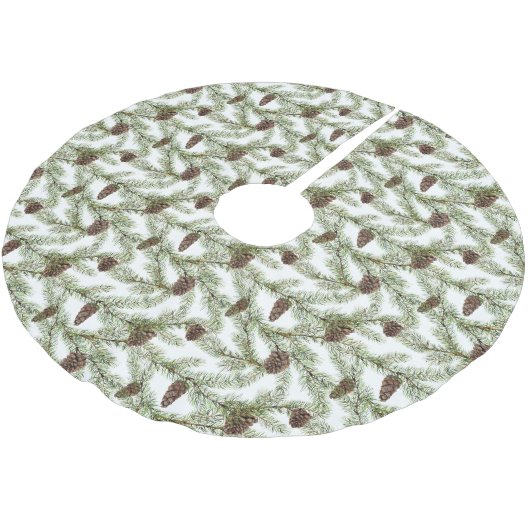 Pine-ploegen en pijnbomen | Handgeschilde Waterver Kerstboom Rok (Gekanteld)