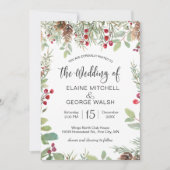 Pine Red Berry Winter Greenery Wedding Kaart (Voorkant)