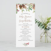 Pine Red Berry Winter Greenery Wedding Programme Programma (Staand voorkant)