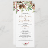 Pine Red Berry Winter Greenery Wedding Programme Programma (Voorkant / Achterkant)