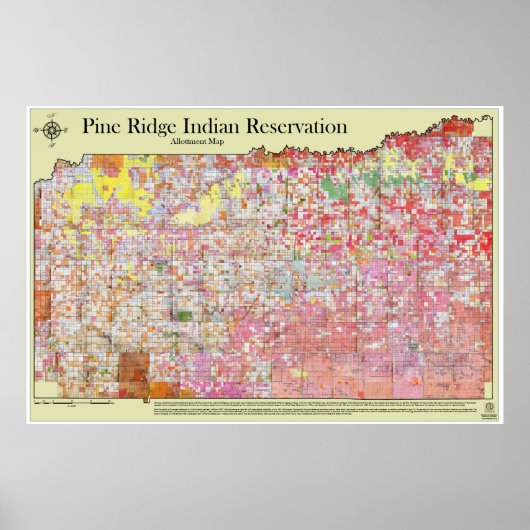 Pine Ridge Indian Reservation Allottment Map Poster (Voorkant)