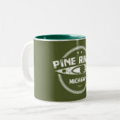 Pine River Michigan Kayaking Tweekleurige Koffiemok (Voorkant links)