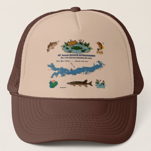 Pine River Pond NH - GO FISH Brown Trucker Hat Pet (Voorkant)