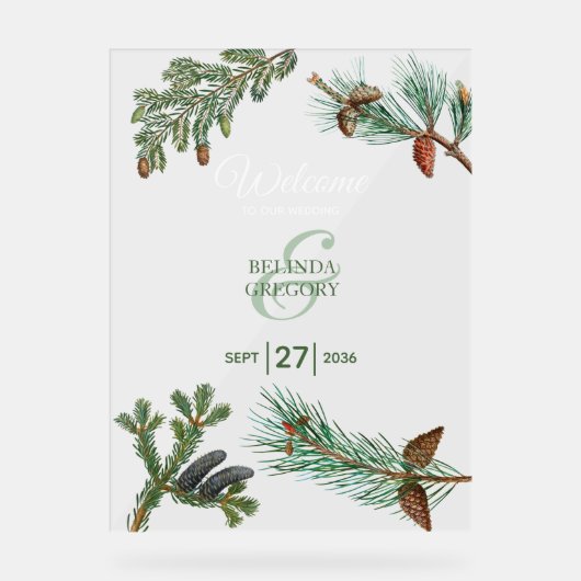 Pine rustique Affiche de bienvenue Mariage (Recto)