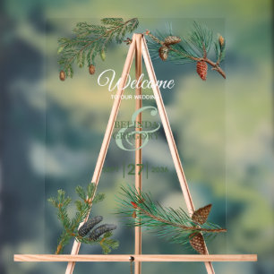 Pine rustique Affiche de bienvenue Mariage