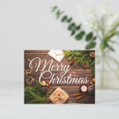 Pine Rustique Cones Joyeux Noël Carte postale (Debout devant)