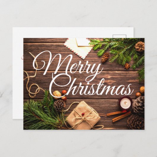 Pine Rustique Cones Joyeux Noël Carte postale (Devant / Derrière)