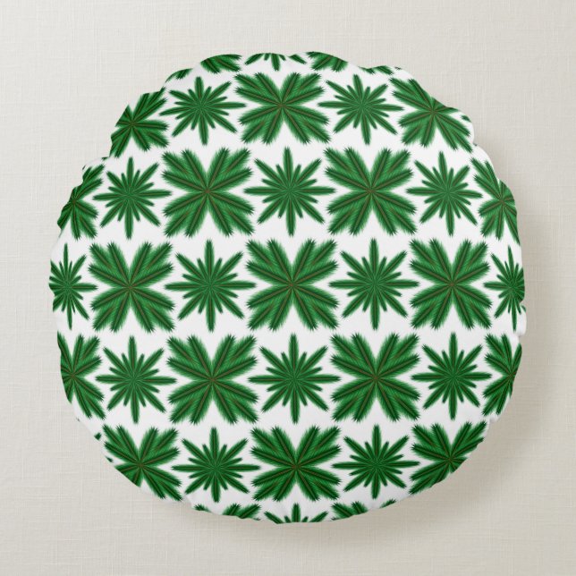 Pine Snowflakes Coussin rond (Devant)