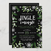 Pine Snowflakes Jingle & Mingle Kerstfeest Kaart (Voorkant / Achterkant)