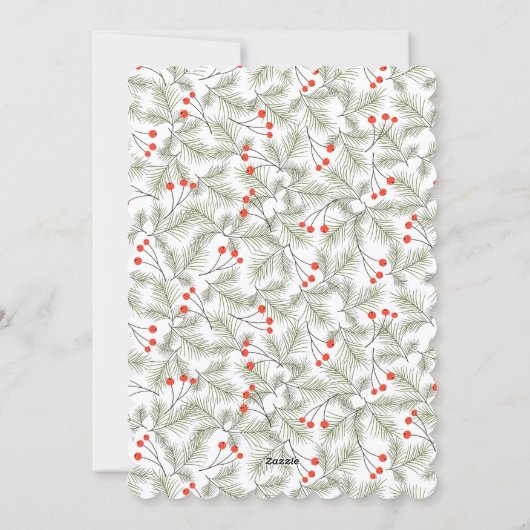 Pine Sprigs and Berries Custom Photo Christmas  Feestdagenkaart (Achterkant)