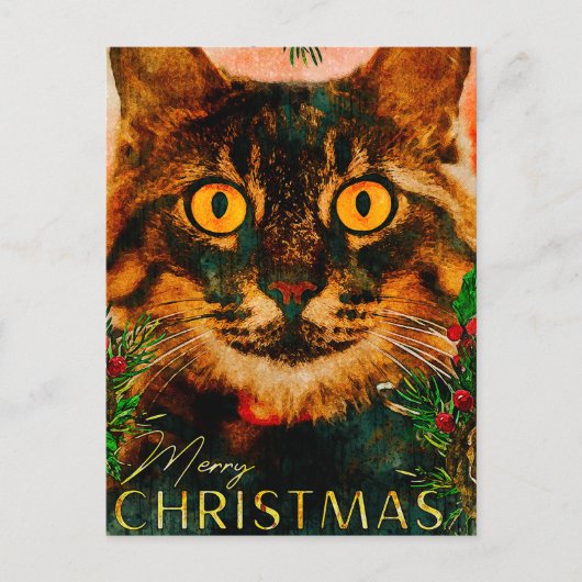 pine tak en lefkat, pretkerst feestdagenkaart (Voorkant)