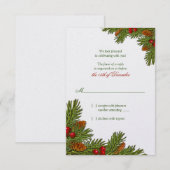 Pine Takken Kerst Winter Huwelijk RSVP Kaart (Voorkant / Achterkant)