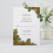 Pine Takken Kerst Winter Huwelijk RSVP Kaart (Staand voorkant)