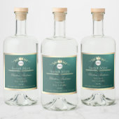 Pine Teal Product Label Gold Frame Logo Monogram Likeurfles Etiket (Flessen)