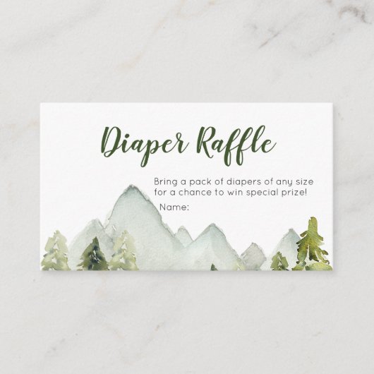 Pine Tree Adventure Baby shower Diaper Raffle Informatiekaartje (Voorkant)