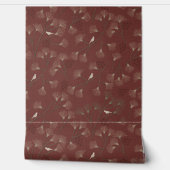  Pine Tree and Bird Pattern on Ruby Red Behang (Afrollen)