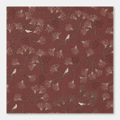  Pine Tree and Bird Pattern on Ruby Red Behang (Voorkant)
