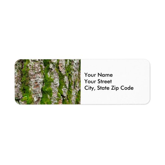 Pine Tree Bark Met Mos retour adres label (Voorkant)