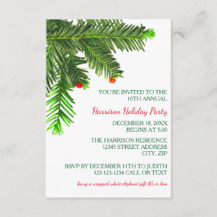 Pine Tree Branch - 3x5 kerstfeestelijke uitnodigin Kaart