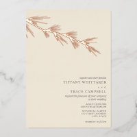 Pine Tree Branch Cream Mariage Foil Invitation