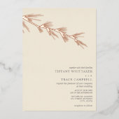 Pine Tree Branch Cream Mariage Foil Invitation (Recto)