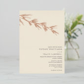 Pine Tree Branch Cream Mariage Foil Invitation (Debout devant)