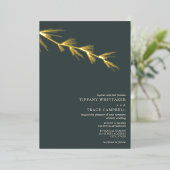 Pine Tree Branch Emerald Mariage Foil Invitation (Debout devant)