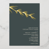 Pine Tree Branch Emerald Wedding Folie Uitnodiging (Voorkant)