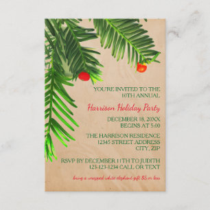 Pine Tree Branch - Invitation de fête de Noël 3x5